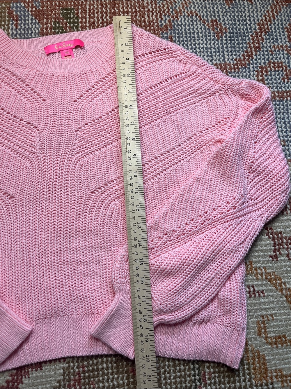 Lilly Pulitzer Bristow Sweater Soft Pink Knit Engineered Stitching XS - Picture 2 of 8
